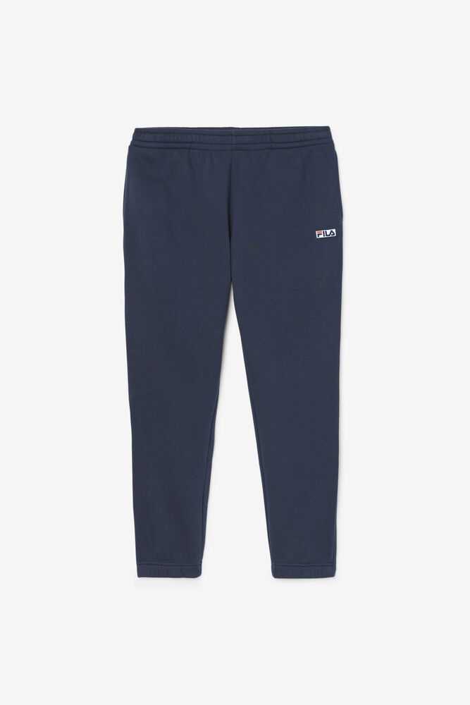 Navy White Men's FILA Garin Fleece Sweatpants | USA-974386