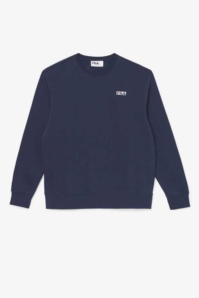 Navy White Men's FILA Garran Sweatshirt | USA-175986