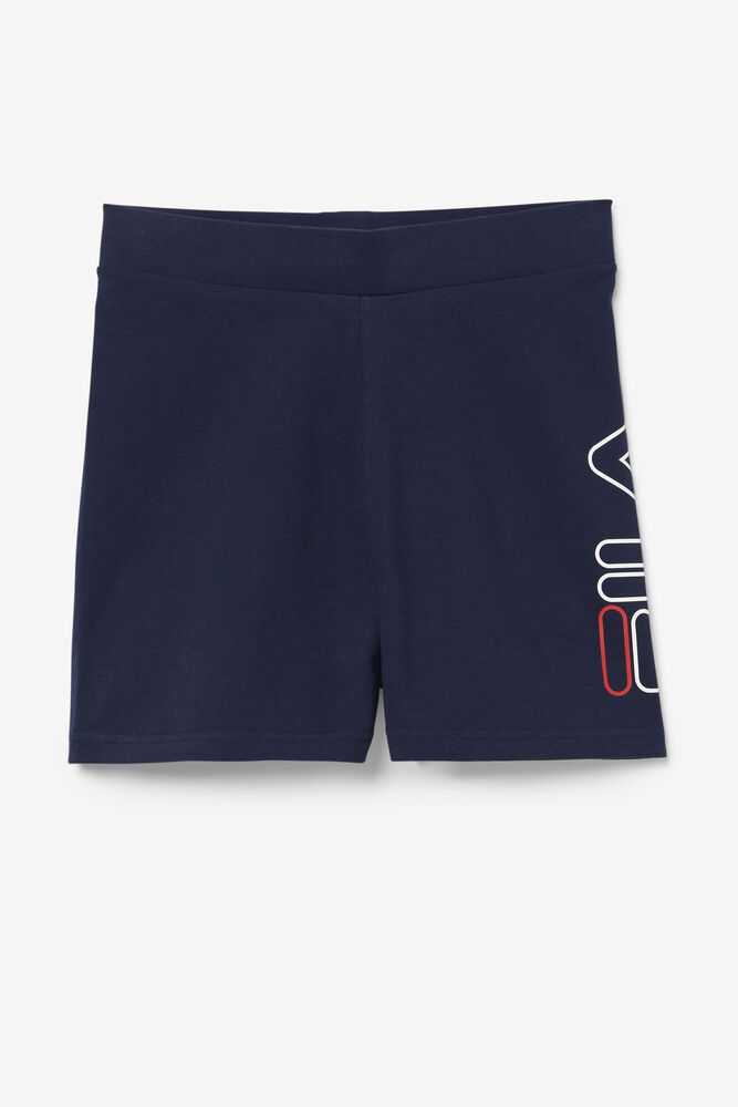 Navy White Red Women's FILA Beatriz Biker Shorts | USA-15588