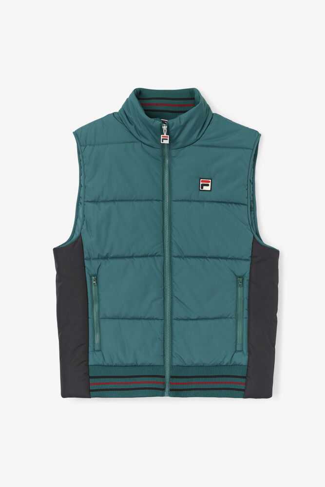 Olive Black Men's FILA Matias Puffer Vest | USA-901675