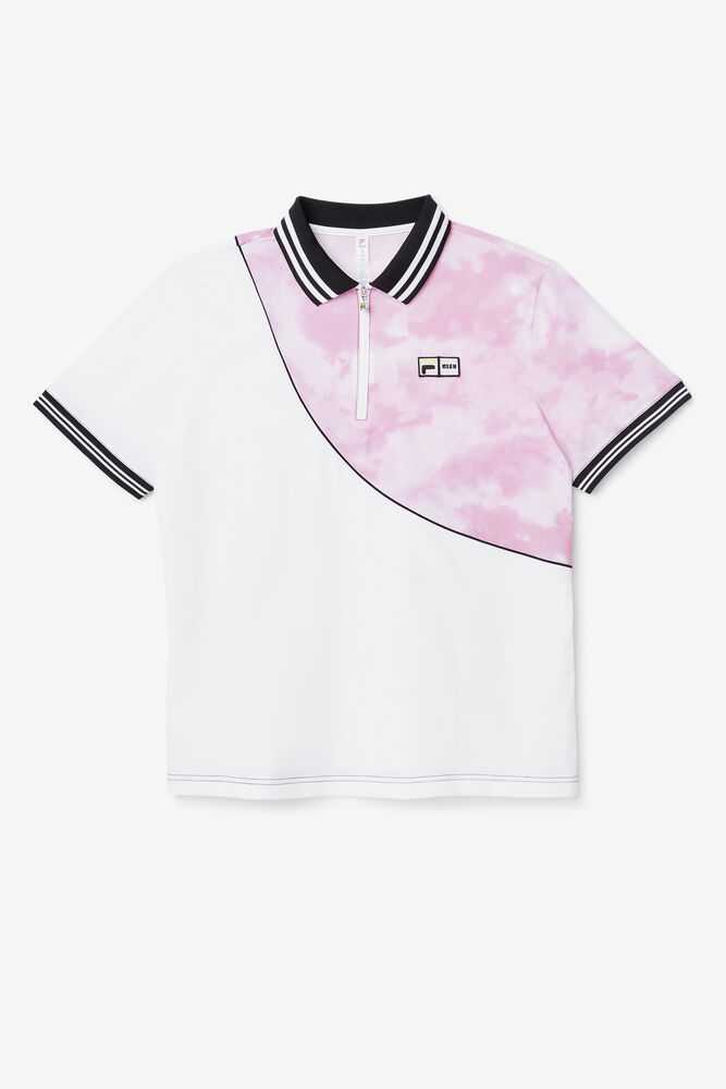 Pink White Black Men's FILA Msgm X Fila Tennis Polo | USA-16052