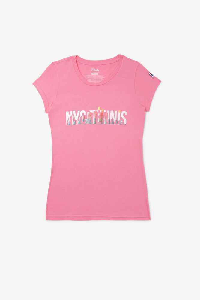 Pink Women's FILA Nyc Tennis Shirts | USA-15254