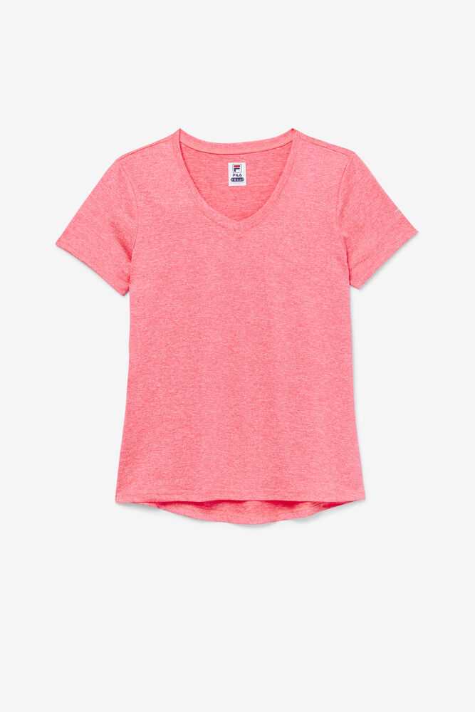 Pink Women's FILA Pickleball Silky V-neck T-shirts | USA-15314