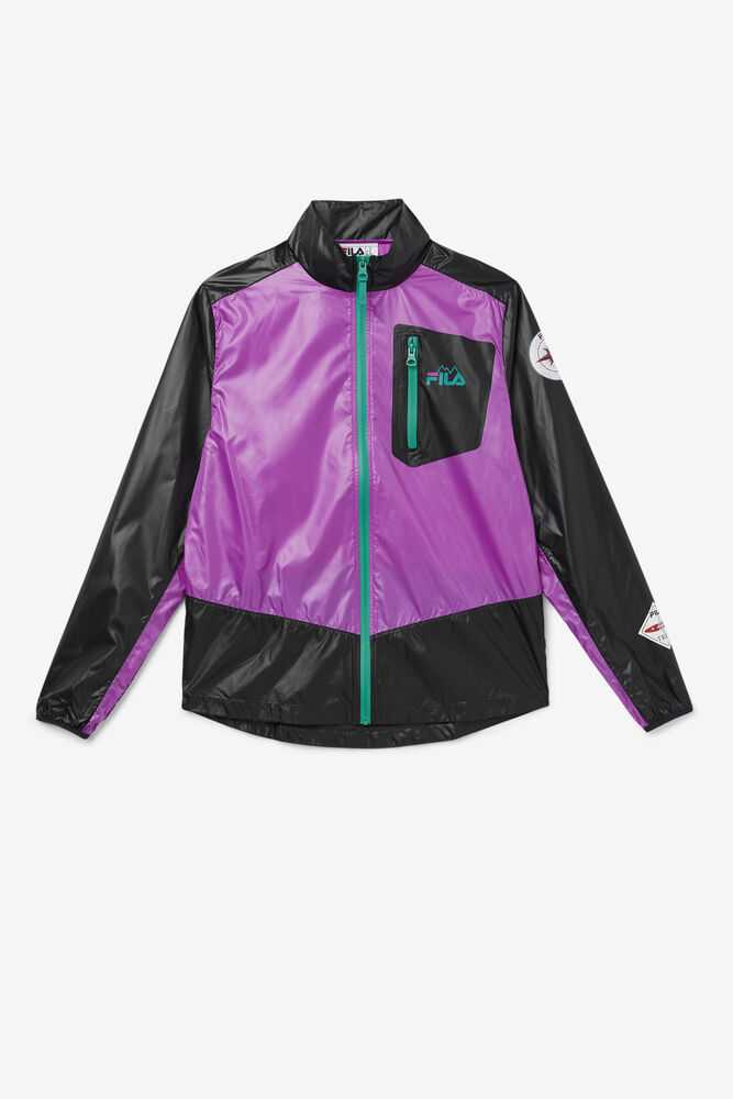 Purple Black Green Men's FILA Pinnacle Windbreakers | USA-417083