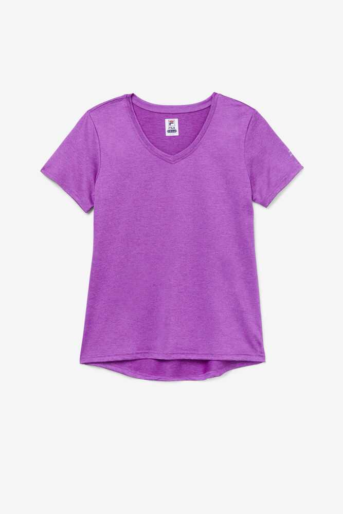 Purple Women's FILA Pickleball Silky V-neck T-shirts | USA-15315