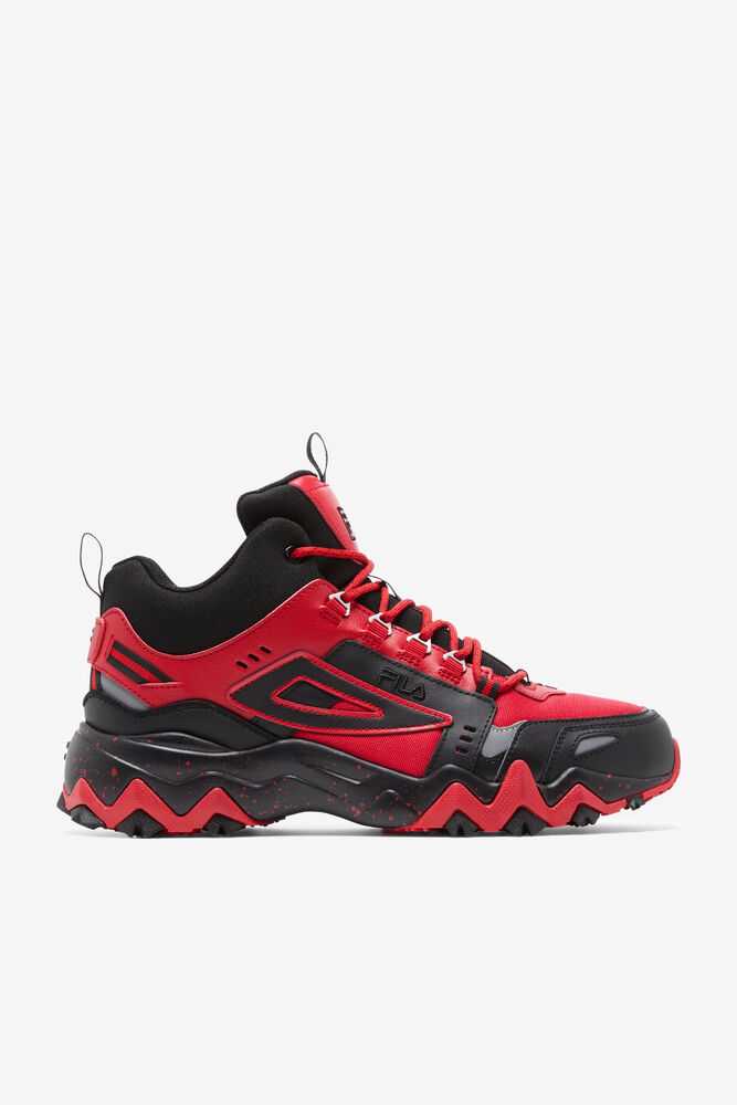 Red Black Metal Silver Men's FILA Oakmont Tr Mid Hiking Boots | USA-167398