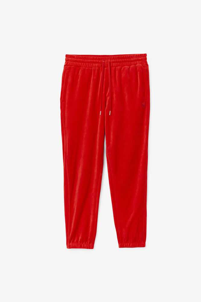 Red Men's FILA Deverall Velour Pants | USA-280346