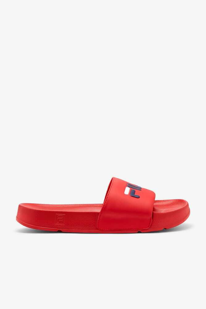 Red Navy White Men's FILA Drifter Flip Flops | USA-543126