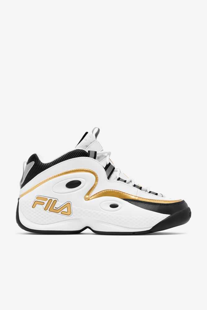 White Black Metal Gold Men's FILA Grant Hill 3 Sneakers | USA-549167