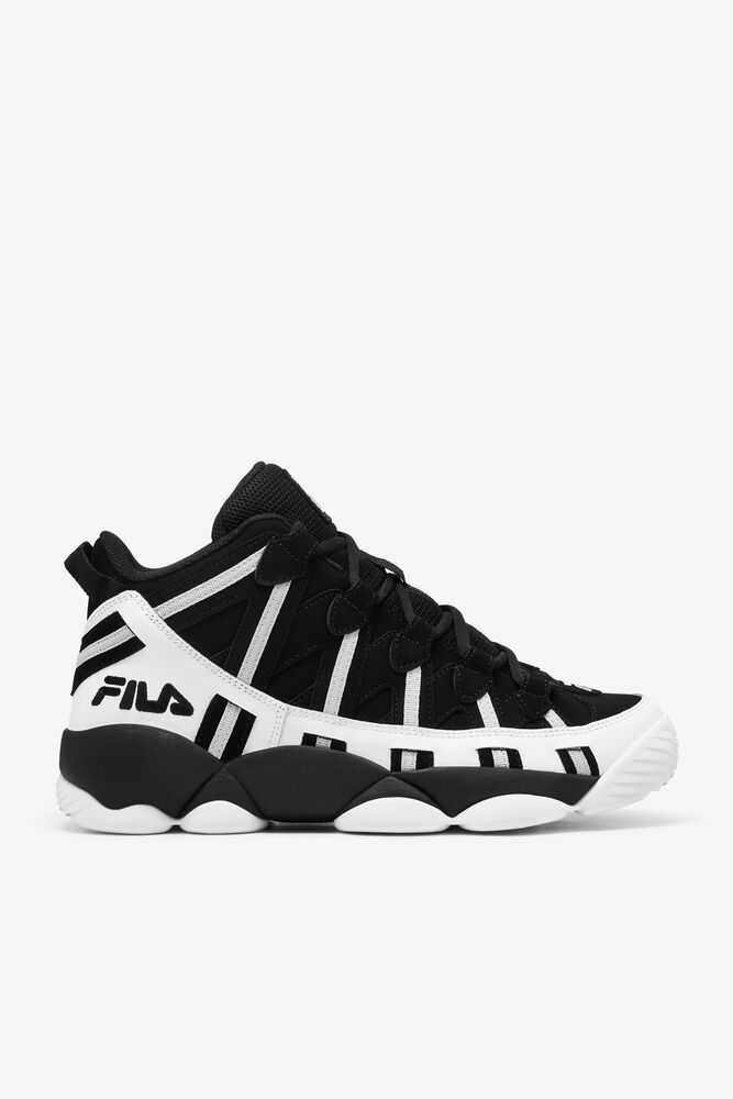 White Black Metal Silver Men's FILA Stackhouse Spaghetti Sneakers | USA-435867