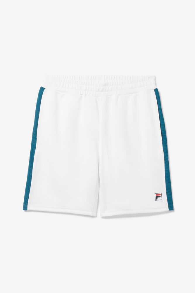 White Blue Coral Men's FILA Baseline Tennis Shorts | USA-16006