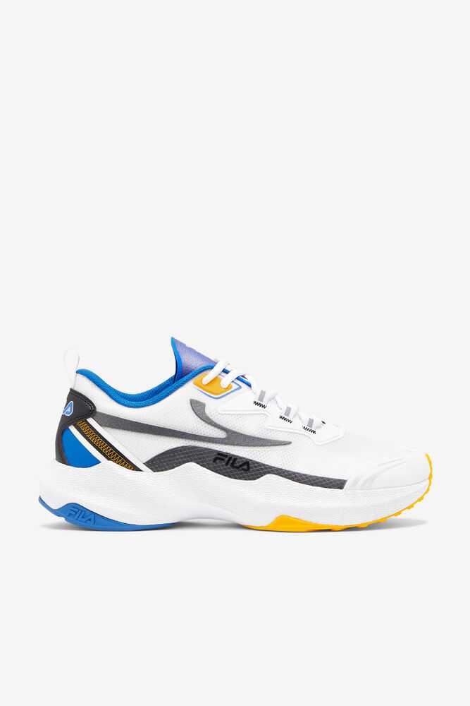 White Blue Gold Women's FILA Tactik 3 Stimulus Running Shoes | USA-15851