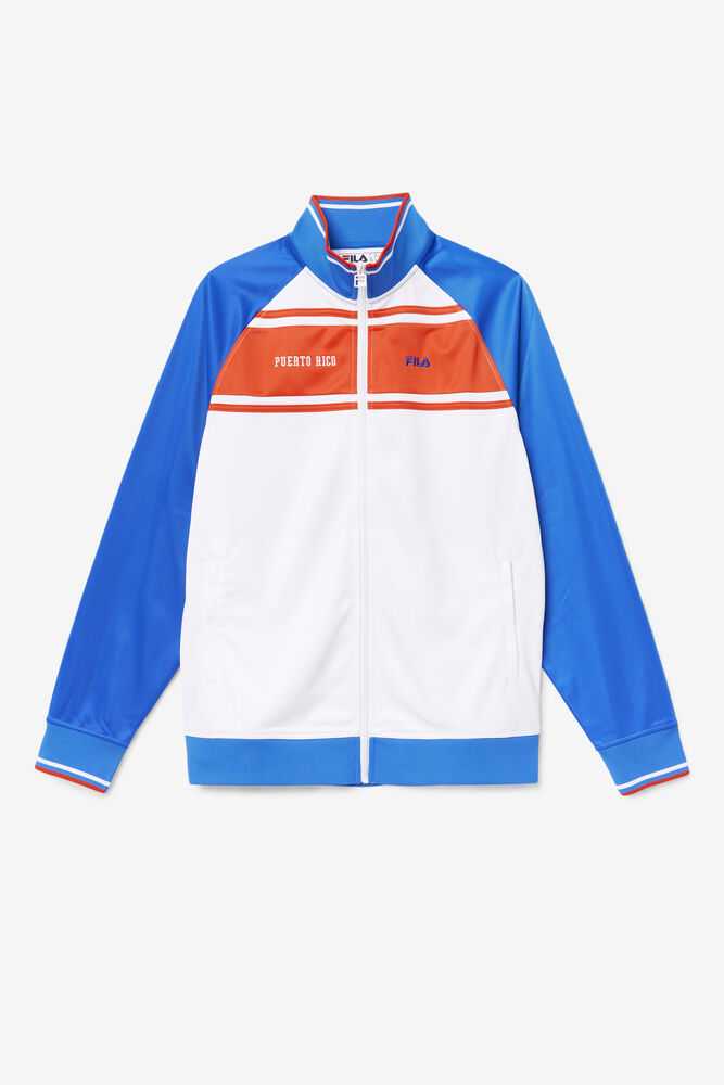 White Blue Red Men's FILA Puerto Rico Track Jackets | USA-489317