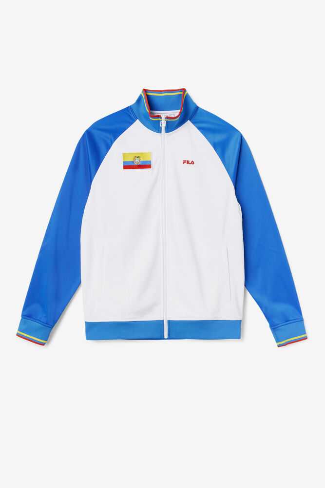 White Blue Red Yellow Men's FILA Ecuador Track Jackets | USA-16202