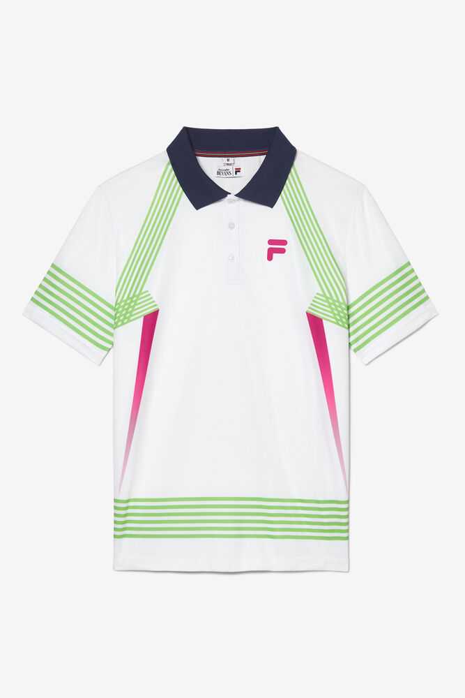 White Men's FILA Bevans Tennis Polo | USA-16063