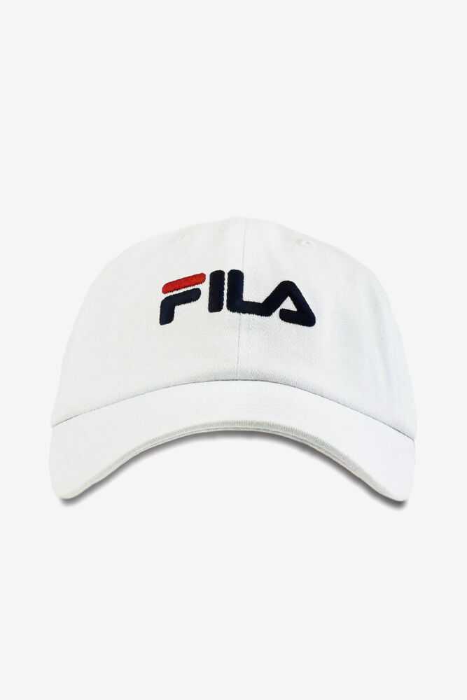 White Men's FILA Embroidered Baseball Cap | USA-16149