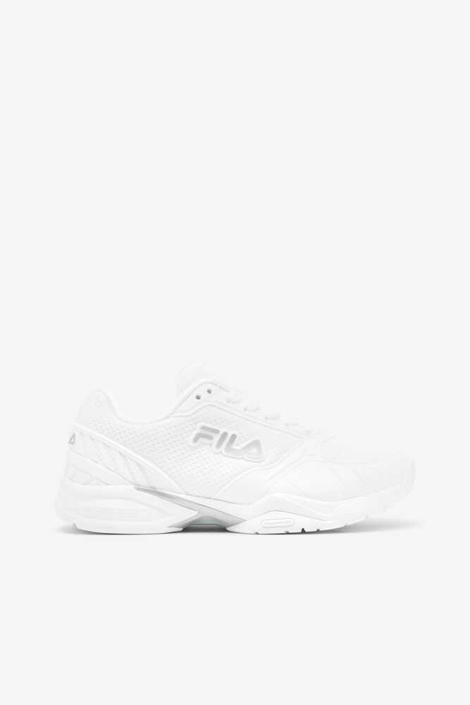 White Metal Silver White Women's FILA Volley Zone Pickleball Shoes | USA-15325