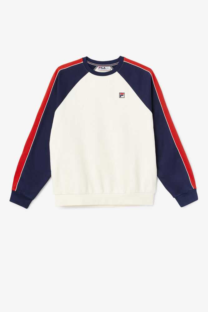 White Navy Red Men's FILA Nestor Sweatshirt | USA-978145