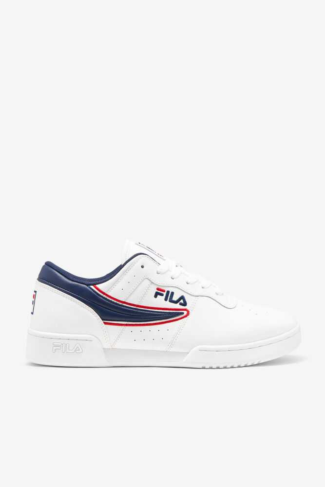 White Navy Red Men's FILA Original Fitness Sneakers | USA-601285