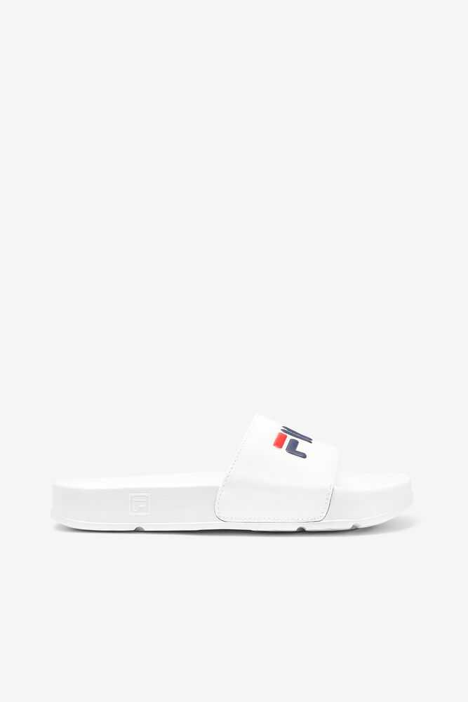 White Navy Red Women's FILA Drifter Flip Flops | USA-15759