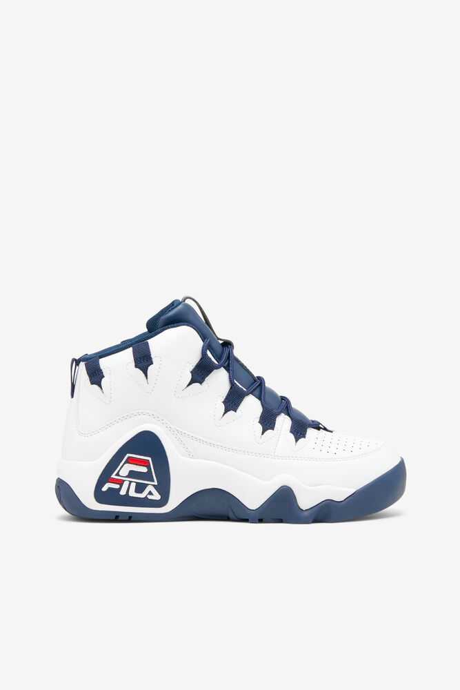 White Navy Red Women's FILA Grant Hill 1 Sneakers | USA-15856