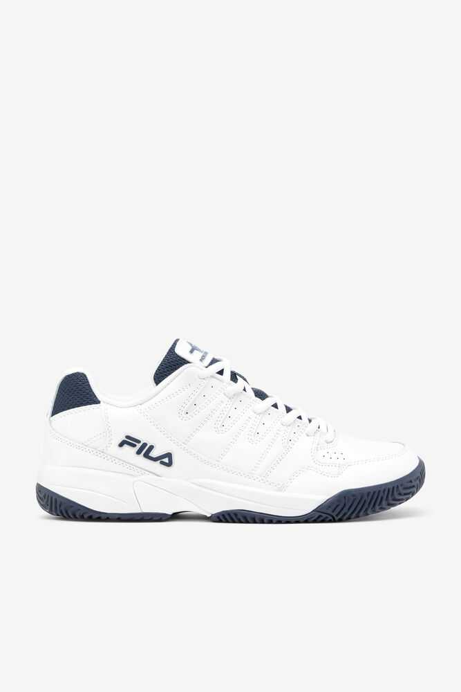 White Navy White Men's FILA Double Bounce Pickleball Shoes | USA-16107