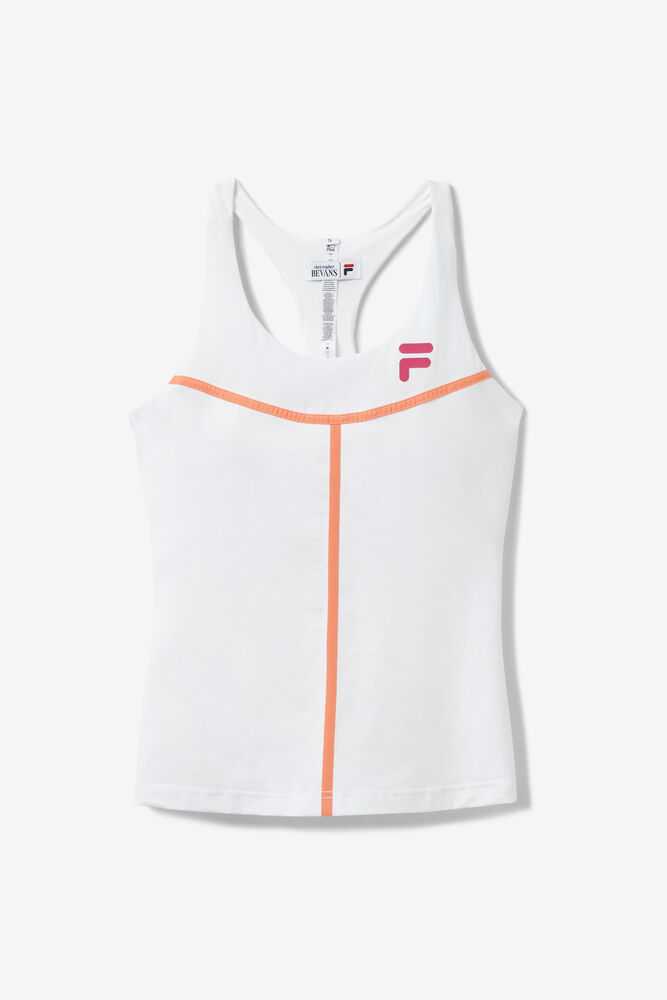 White Orange Navy Women's FILA Baseline Tennis Tank Top | USA-15290