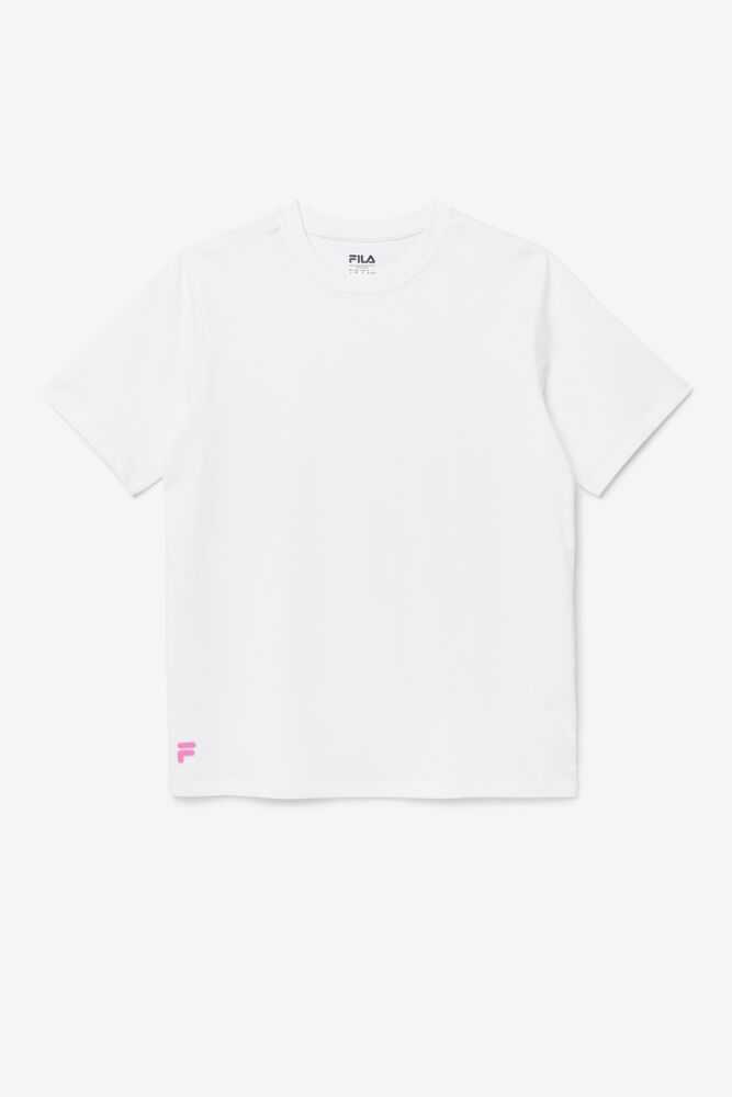 White Pink Men's FILA Vinny T-shirts | USA-16188