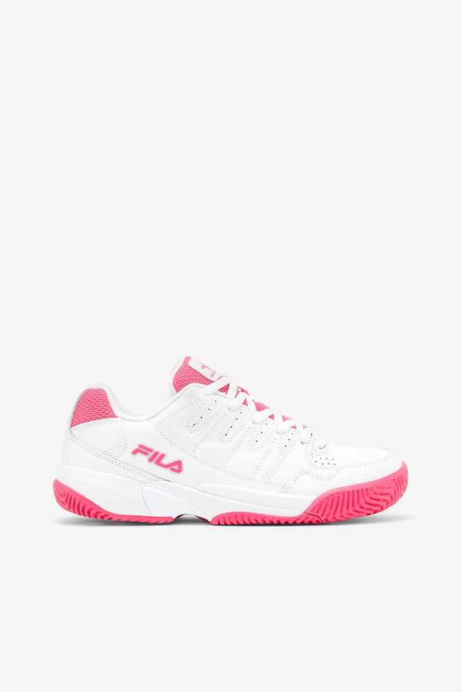 White Pink Metal Silver Women's FILA Double Bounce Pickleball Shoes | USA-15327