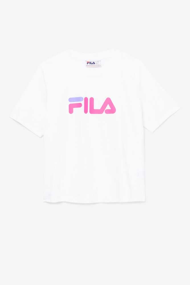 White Pink Purple Women's FILA Miss Eagle T-shirts | USA-15734