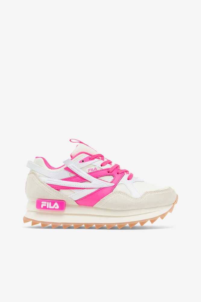 White Pink White Women's FILA Sandenal Sneakers | USA-15789