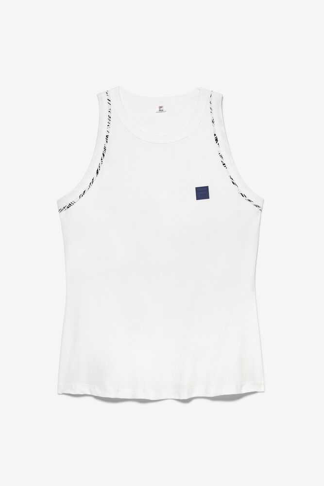 White Women's FILA Foul Line Tennis Tank Top | USA-15274