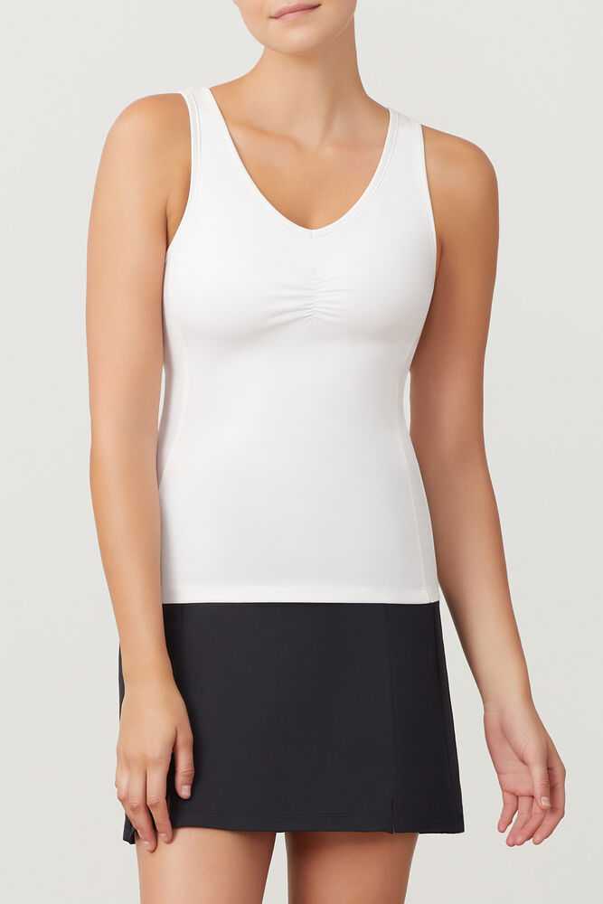 White Women's FILA Racerback Tennis Tank Top | USA-15242