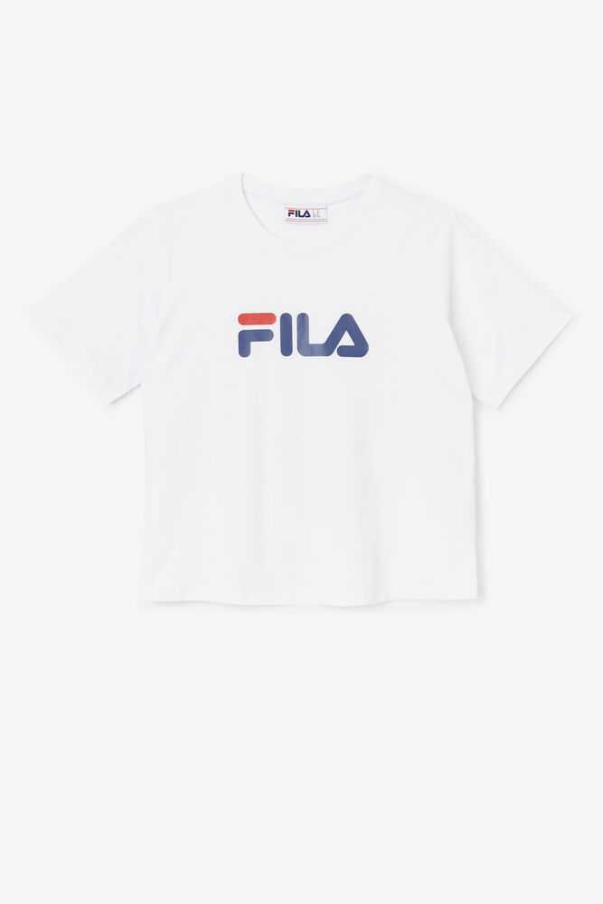 White Women's FILA Thea T-shirts | USA-15692