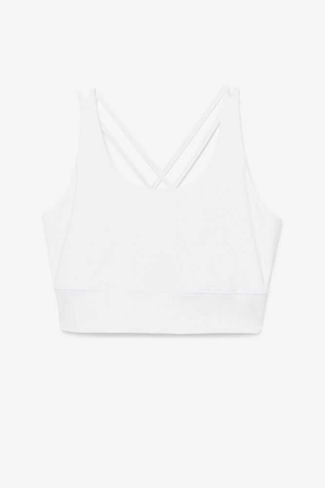 White Women's FILA Uplift Cross Back Sport Bra | USA-15439