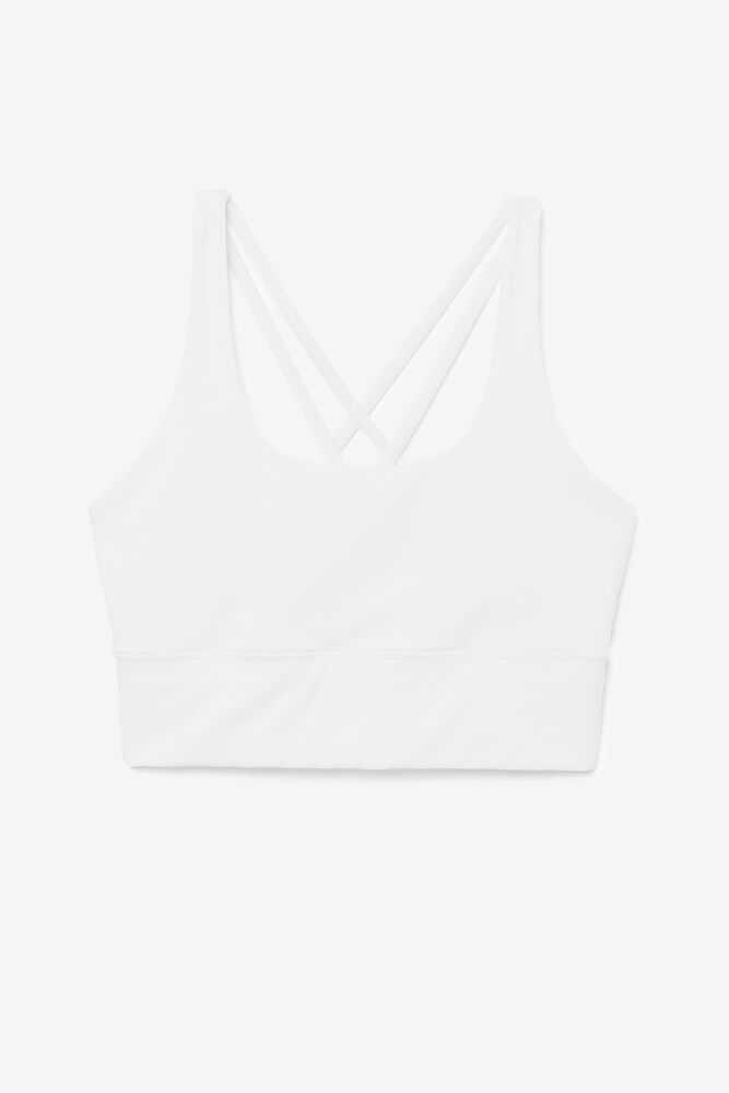 White Women's FILA Uplift Cross Back Sport Bra | USA-15463