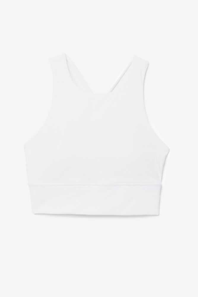 White Women's FILA Uplift High Neck Sport Bra | USA-15450