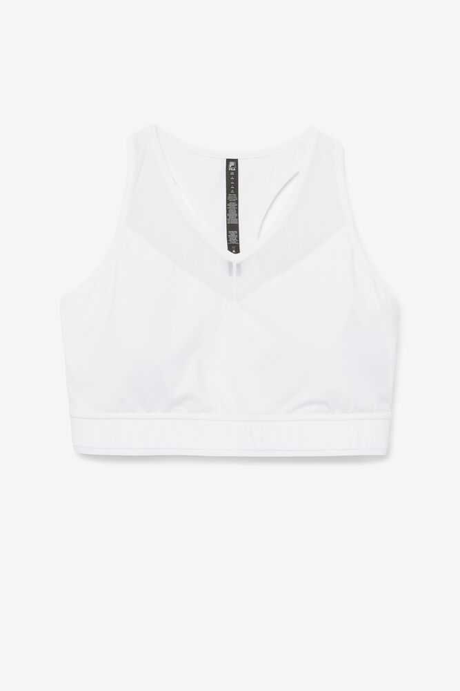 White Women's FILA Uplift Racerback Sport Bra | USA-15460