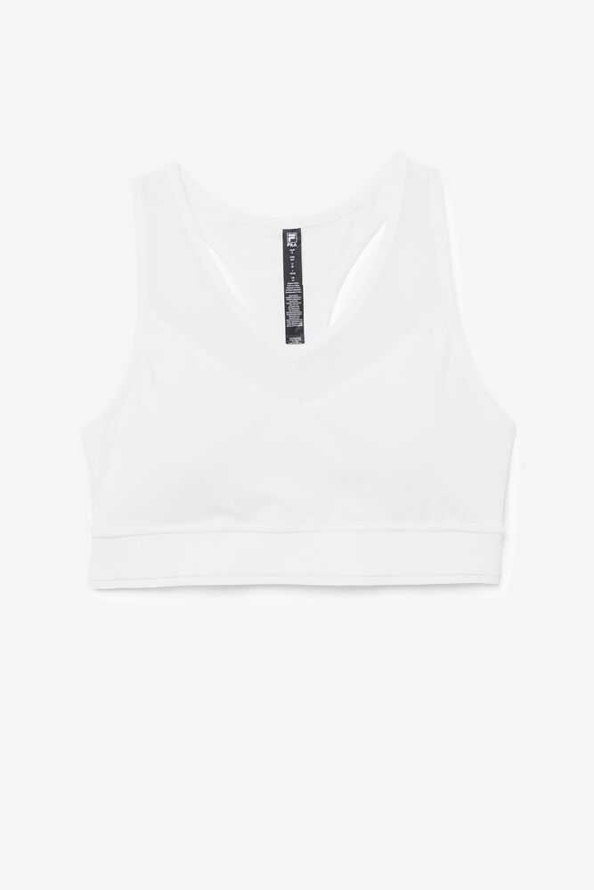 White Women's FILA Uplift Racerback Sport Bra | USA-15467