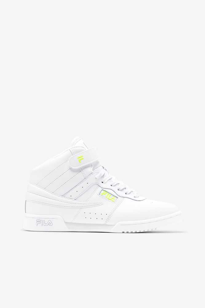 White Yellow White Women's FILA F-13 Sneakers | USA-15803