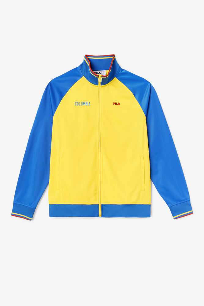 Yellow Blue Red Men's FILA Colombia Track Jackets | USA-16204