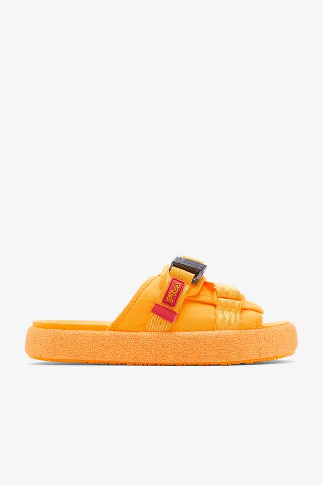 Yellow Red Men's FILA Atlas Slide Sandals | USA-652408