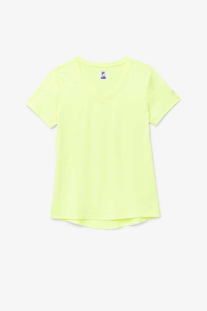 Yellow Women's FILA Pickleball Silky V-neck T-shirts | USA-15313