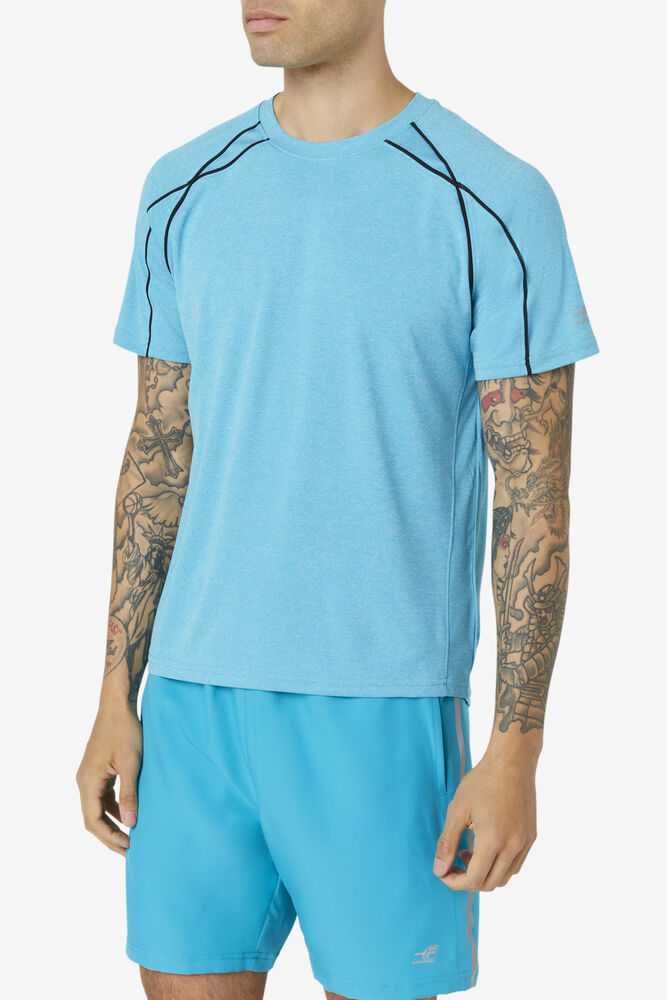 Azure Black Men's FILA Pickleball Sleeve T-shirts | USA-16099