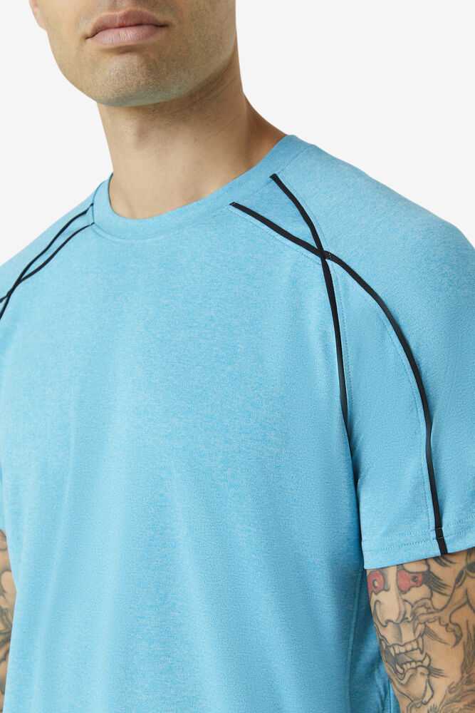 Azure Black Men's FILA Pickleball Sleeve T-shirts | USA-16099