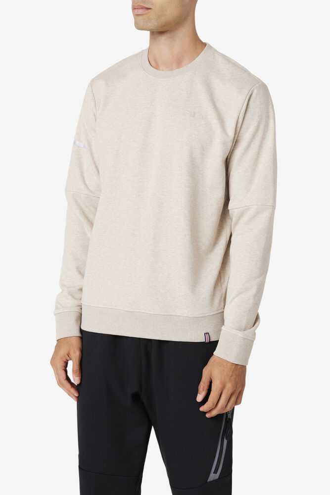 Beige Men's FILA Commuter Sweatshirt | USA-089571