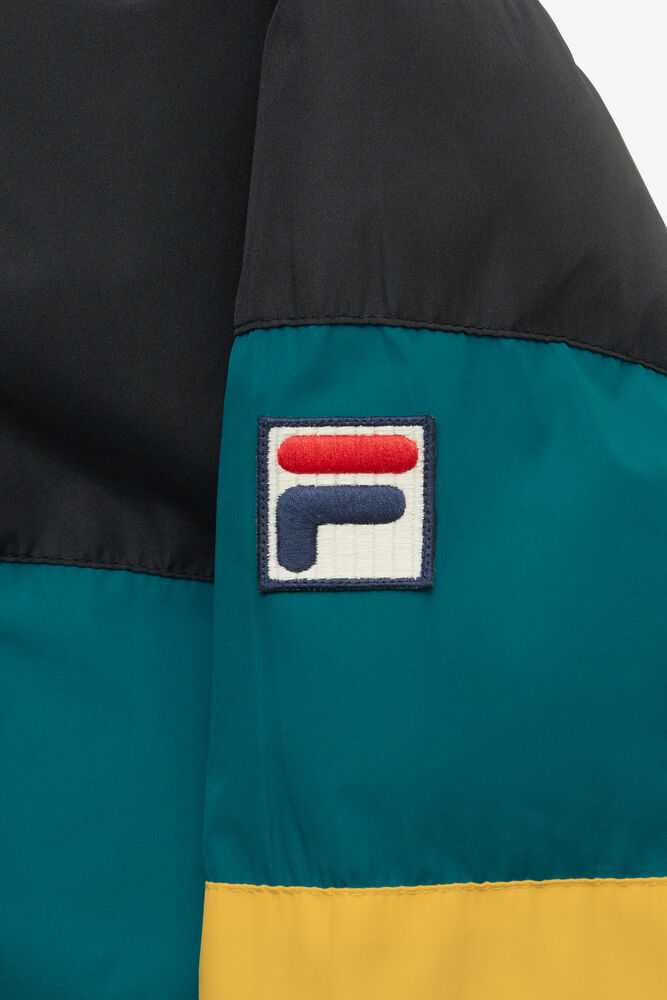 Black Blue Gold Men's FILA Giovanni Fleece Jackets | USA-012657