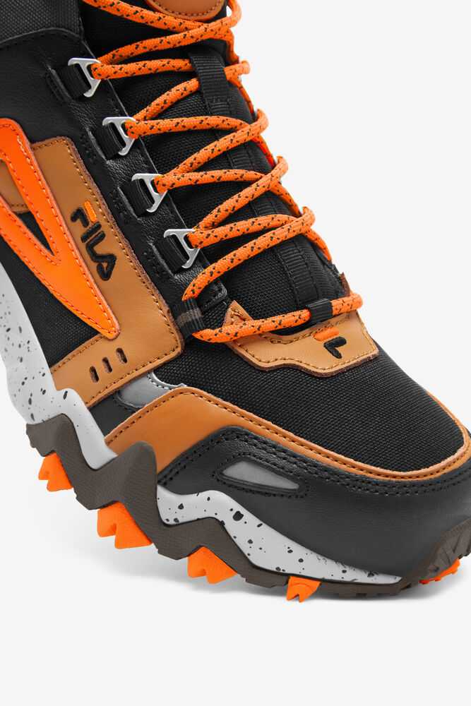 Black Brown Orange Men's FILA Oakmont Tr Mid Hiking Boots | USA-149256