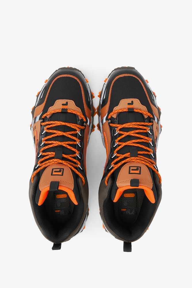 Black Brown Orange Men's FILA Oakmont Tr Mid Sneakers | USA-814035