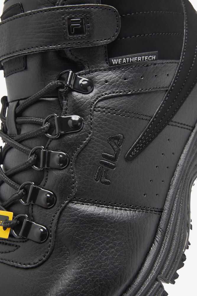 Black Dark Silver Black Men's FILA Weathertech Lt Slip Resistant Shoes | USA-15927